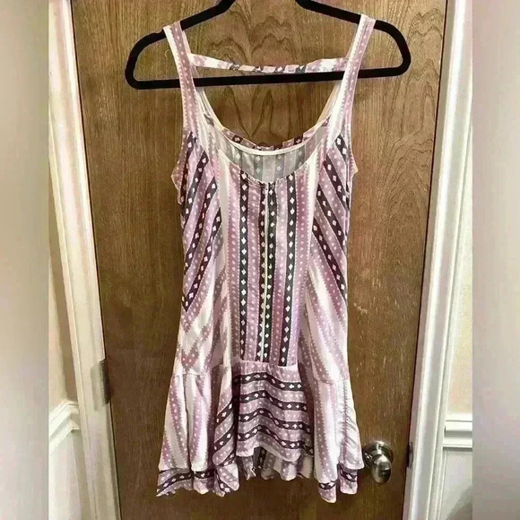 Free People White, Purple & Gray Spaghetti Strap Mini Dress/Top Size XS  - Picture 2 of 10